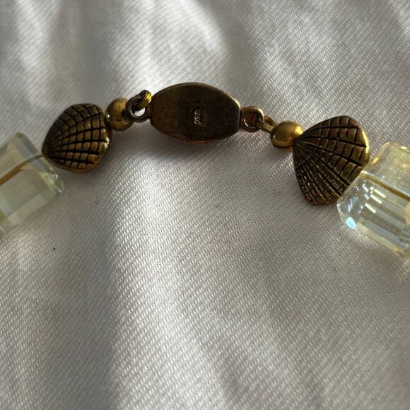 Boho Leaf Statement Necklace Green Beads Crystal Accents Nature Pendant - Picture 5 of 8